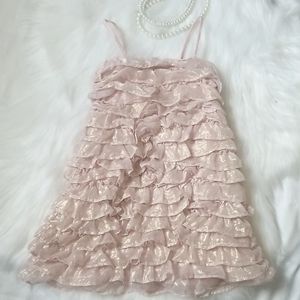 Pink Rose Gold Ruffle Dress